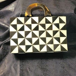 Vintage Mother of Pearl Purse with Acrylic Tortoise Shell Handles